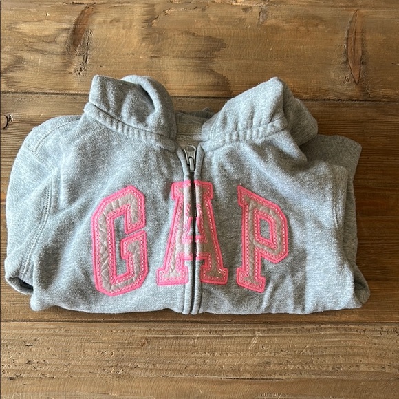 GAP Gray and Pink Logo Hoodie Sweatshirt - Picture 3 of 4
